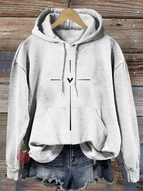 Christian Cross Printed Casual Hoodie Sweatshirt