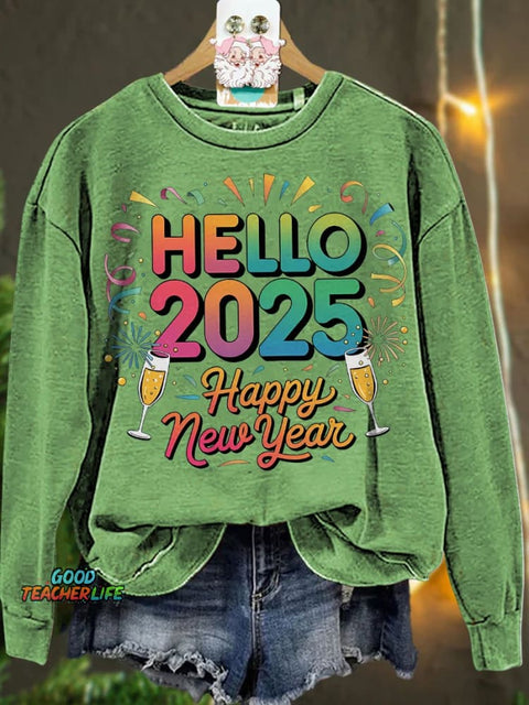 Happy New Year 2025 Sublimation Casual  Sweatshirt