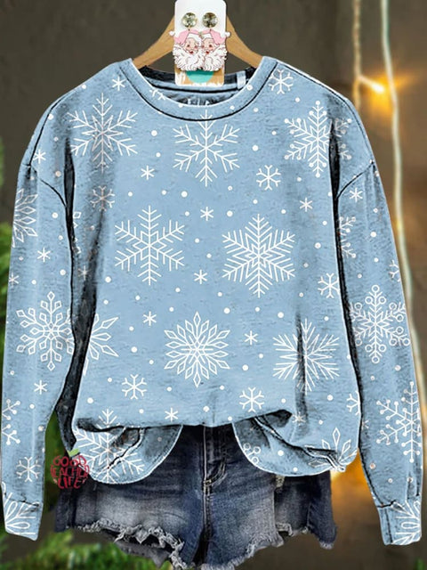 Merry Christmas Blue snowflake Casual  Sweatshirt