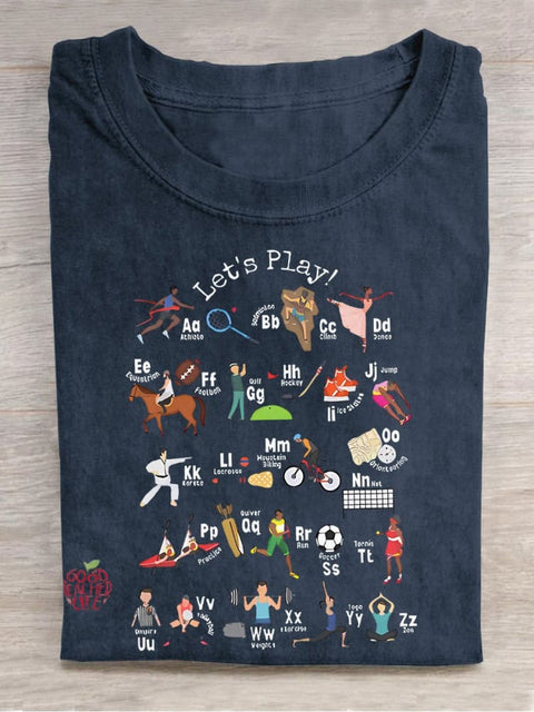 Let's Play Pe Teacher Casual Print T-shirt