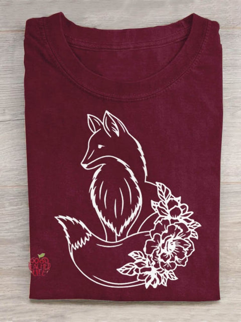 Fox Animal Art Print Design T-shirt