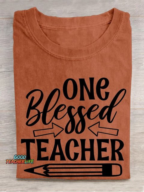 One Blessed Teacher Pencil Casual Print T-shirt