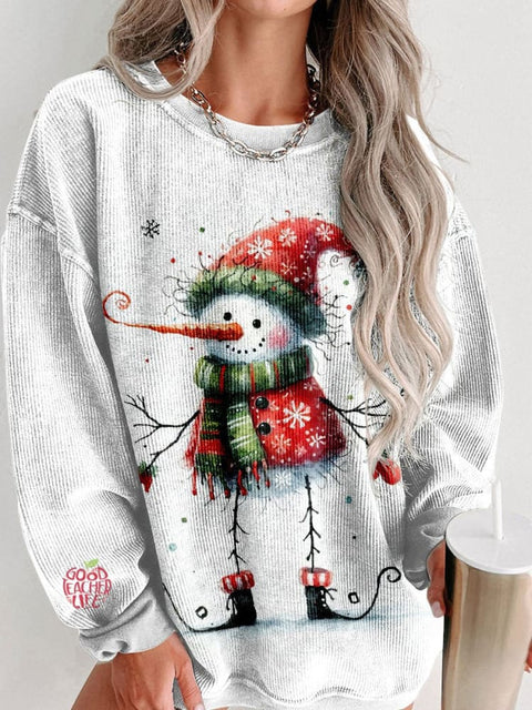 Women's Merry Christmas Cute Snowman Casual Print Sweatshirt