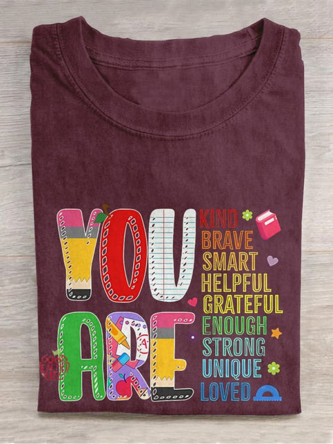 You Are Kind First Day Of School Casual Print T-shirt