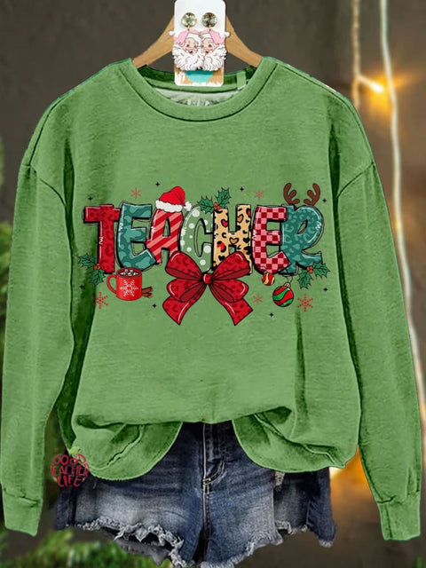 Teacher Christmas Coquette Love Christmas Casual Sweatshirt