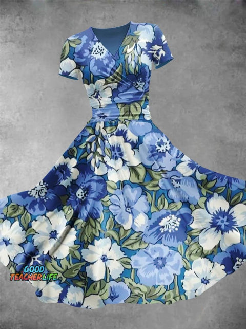 Women's Floral Flowers Art Print Design Maxi Dress