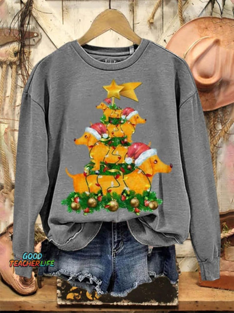 Lovely Christmas Dogs Art Print Casual Sweatshirt