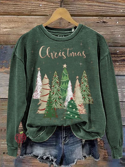 Christmas Tree Print Casual Sweatshirt