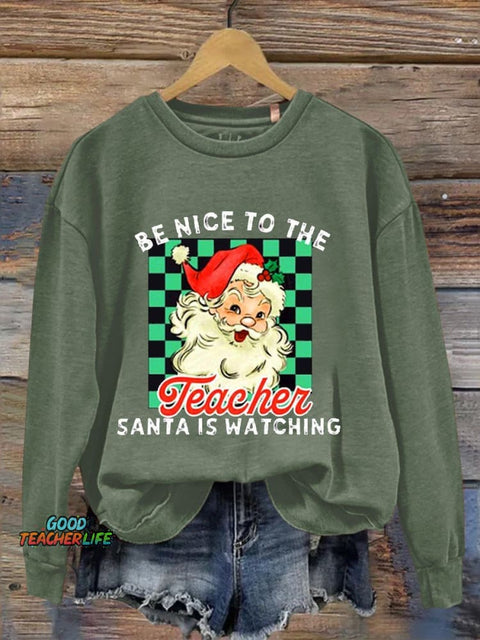 Retro Santa  Christmas Teacher  Casual  Sweatshirt