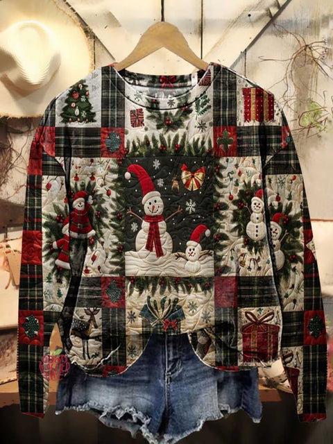 Christmas Tree Snowman Casual Sweatshirt