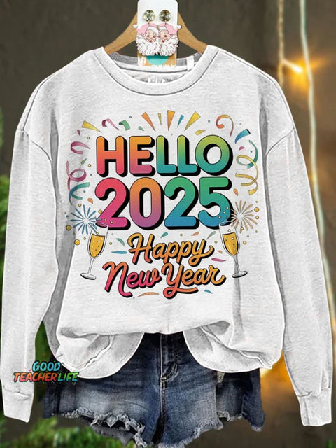 Happy New Year 2025 Sublimation Casual  Sweatshirt