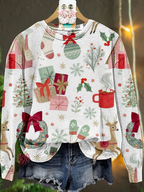 Christmas Objects Christmas Casual Print Sweatshirt