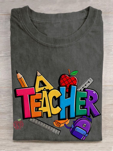 Teacher Thing Casual Print T-shirt