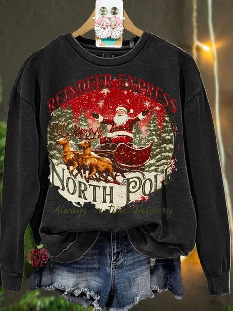 Christmas North pole Reindeer Santa Casual  Sweatshirt