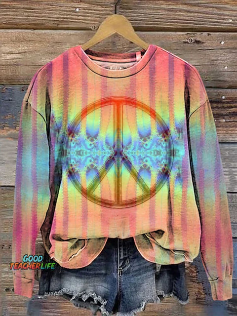Retro Hippie Peace Sign Love and Peace Casual Sweatshirt