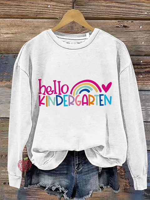 Hello Kindergarten Student First Day of School Casual Print Sweatshirt