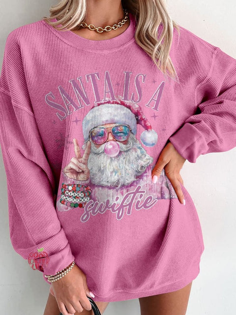 Women's Santa Is A Merry Christmas Casual Print Shirt