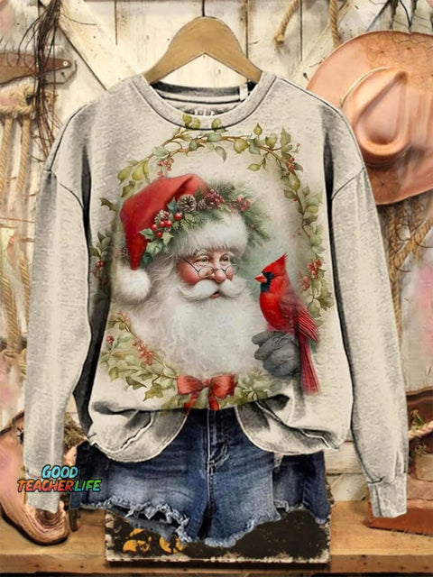 Lovely Santa Claus Art Print Casual Sweatshirt