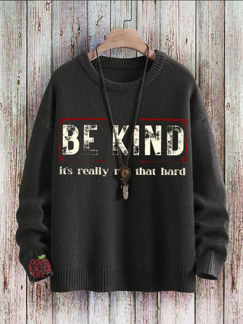 Be Kind It's Really Not That Hard Art Pattern Print Casual Knit Pullover Sweater