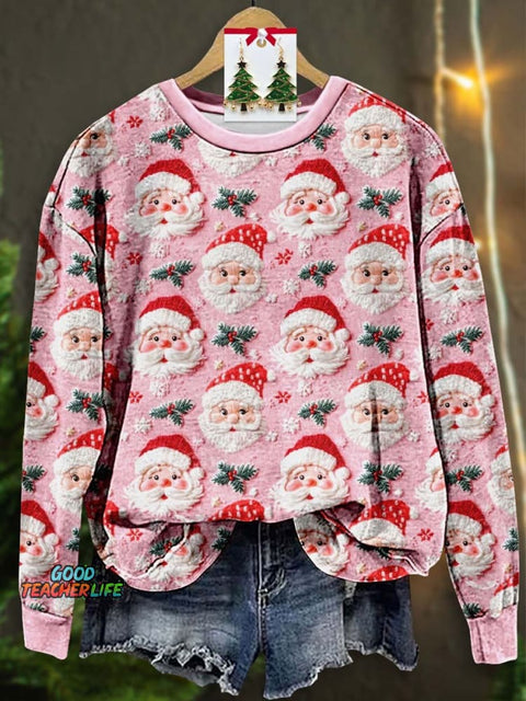 Lovely Christmas Santa Art Print Casual Sweatshirt