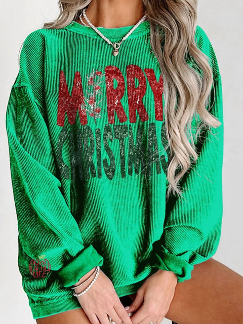 Women's Merry Christmas Tree Red Green Casual Print Sweatshirt