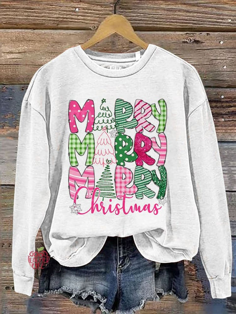 Merry Christmas Casual Print Sweatshirt