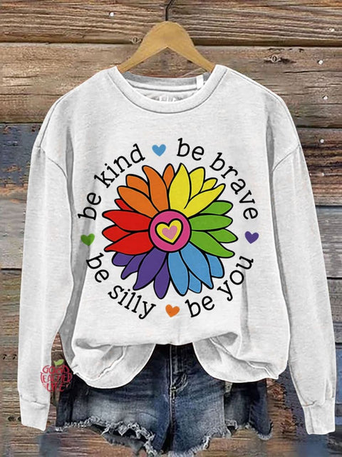 Be Kind Be Brave Be Silly Be You Teacher Casual Print Sweatshirt