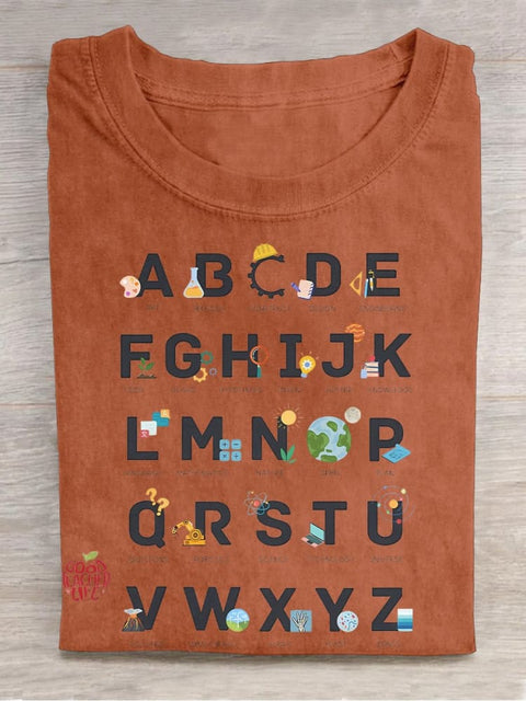 STEAM Alphabet Casual Print T-shirt