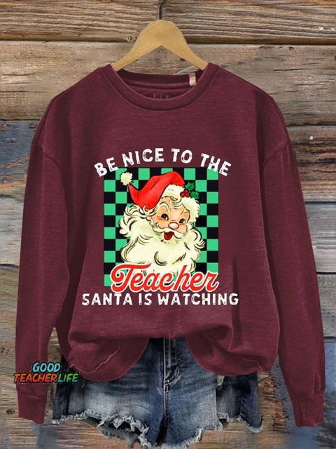 Retro Santa  Christmas Teacher  Casual  Sweatshirt