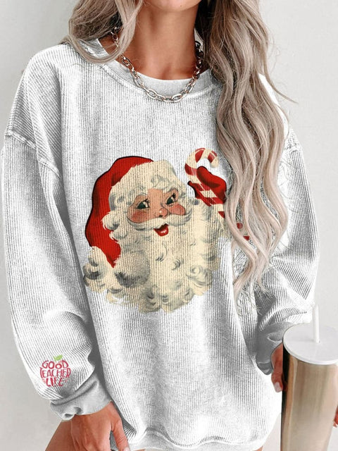 Women's Santa Retro Boho Best Holiday Christmas Casual Print Shirt