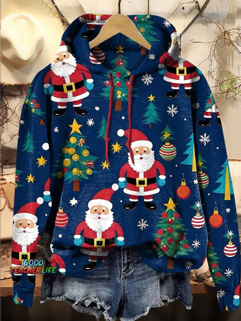 Christmas Santa Claus Christmas tree Christmas ball Hooded Casual  Sweatshirt