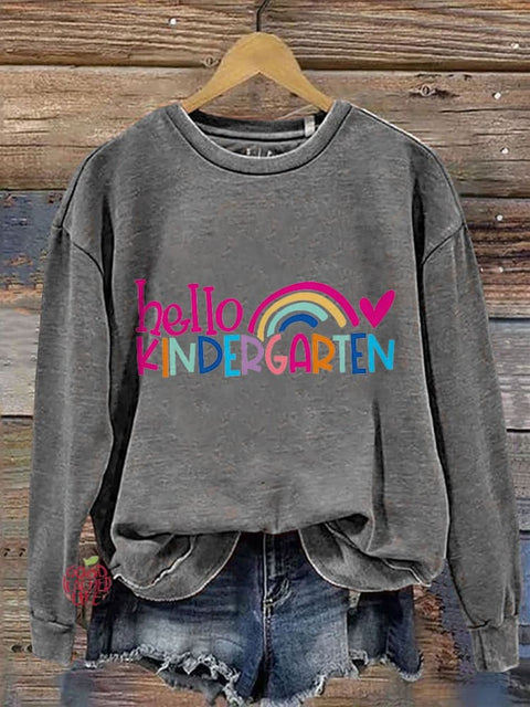 Hello Kindergarten Student First Day of School Casual Print Sweatshirt