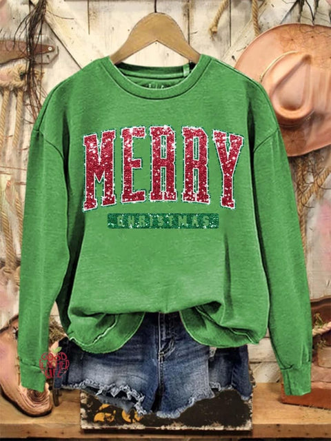 Merry Christmas Art Print Casual Sweatshirt