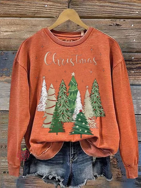 Christmas Tree Print Casual Sweatshirt