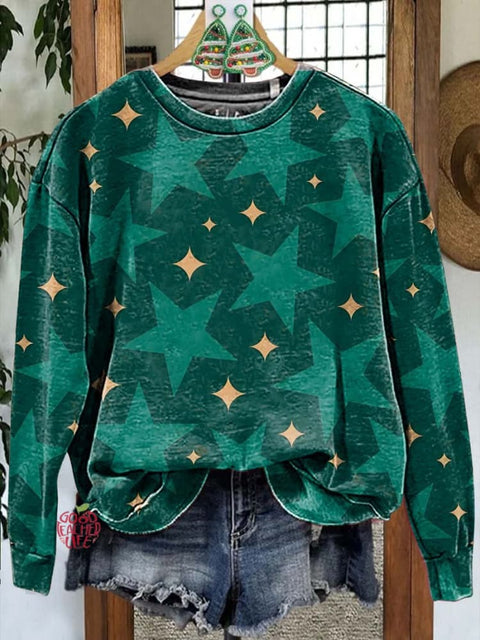 Merry Christmas Star check Casual  Sweatshirt