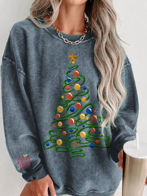 Women's Colorful Christmas Tree Merry Christmas Casual Print Sweatshirt