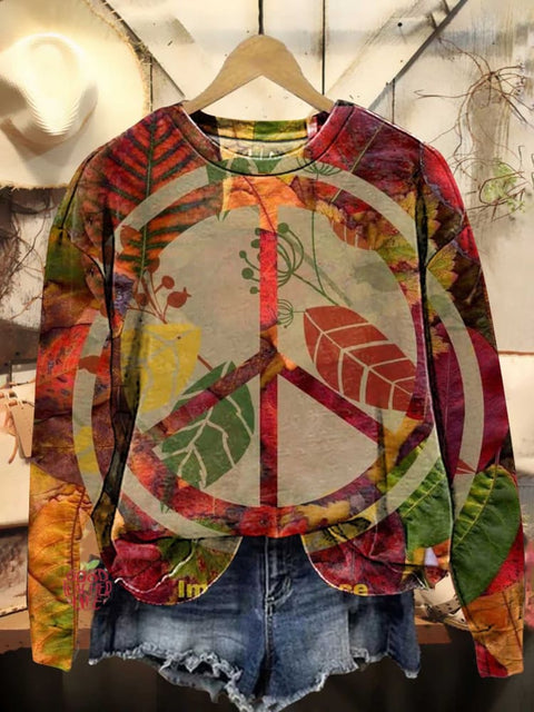 Retro Hippie Peace Sign Love and Peace Casual Sweatshirt