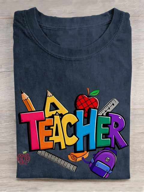 Teacher Thing Casual Print T-shirt