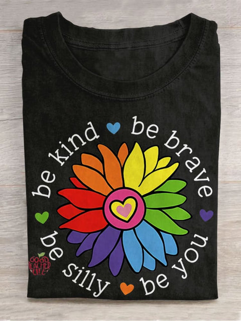 Be Kind Be Brave Be Silly Be You Teacher Casual Print T-shirt