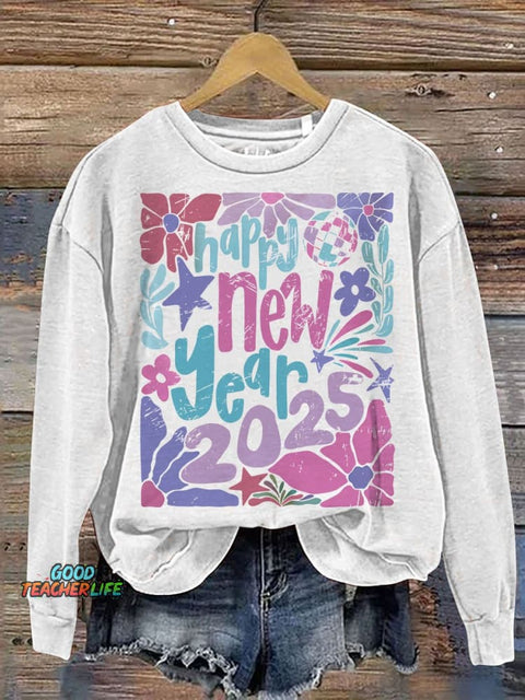 Happy New Year 2025 Casual Print Sweatshirt