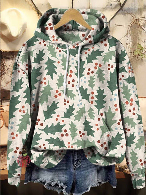 Christmas Holly Christmas tree Hooded Casual  Sweatshirt