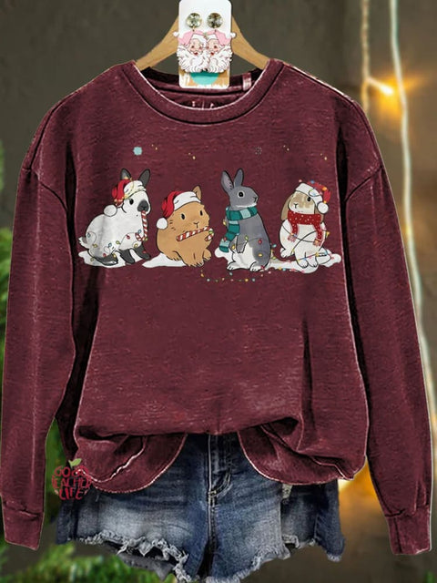 Christmas Cute Rabbit Casual  Sweatshirt