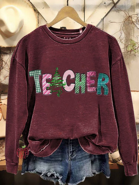 Santa's Favorite Teacher Christmas Casual Sweatshirt