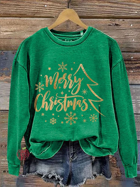 Merry Christmas Casual Print Sweatshirt