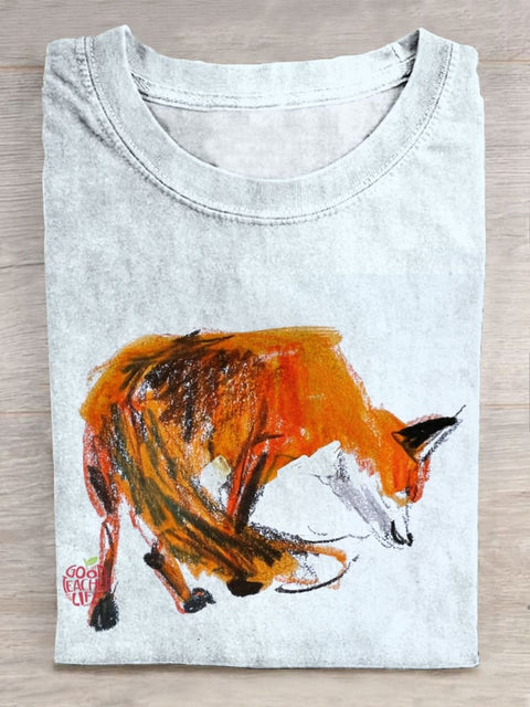 Cute Funny Fox Animal Art Print T-shirt