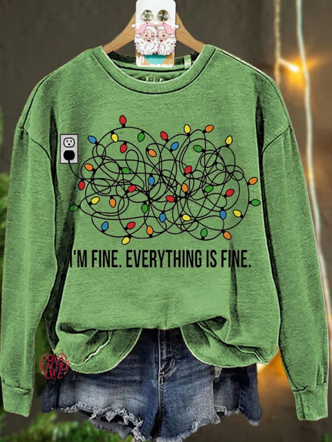 Christmas I'm Fine Everything Is Fine Casual  Sweatshirt