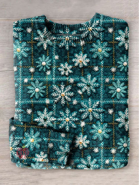 Christamas Snowflake 3D Art Print Knit Pullover Sweater