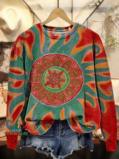 Retro Ethnic Totem Pattern Casual Sweatshirt