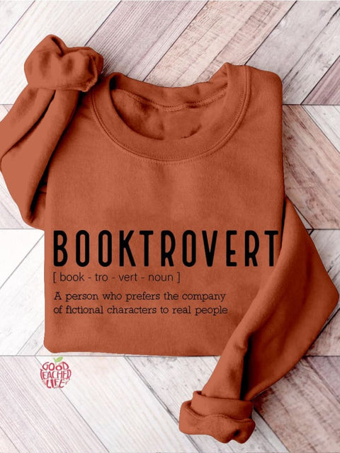 Booktrovert Definition Funny Book Lover Teacher Librarian Reading Book Teacher Casual Print Sweatshirt