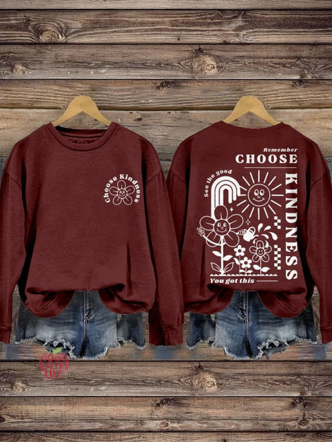 Choose Kindness Self Love Inspirational Kindness Casual Print Sweatshirt